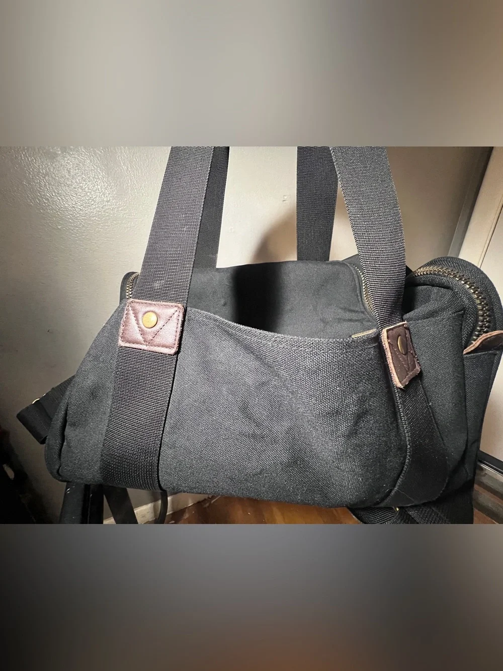 Vintage Eddie Bauer Premium Canvas & Leather Weekender Duffle Bag